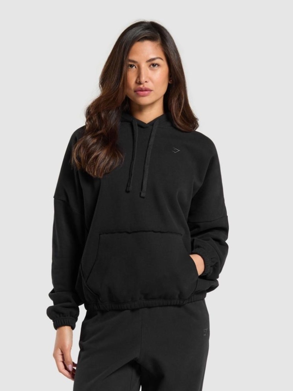 Gymshark Hoodie Black Womens Medium Oversized Athleisure Gym Sporty Lounge Comfy